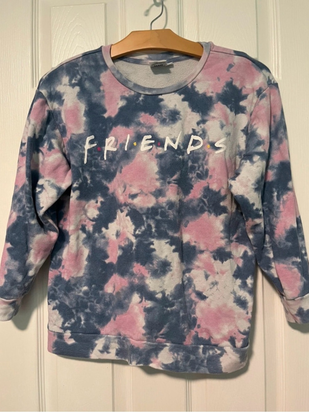 FRIENDS Tie-Dye Crewneck Sweatshirt in Pink, Blue & White